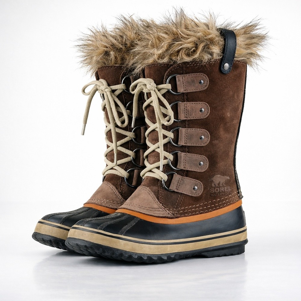 Sorel Joan of Arctic Snow Boots Women 9 Brown Waterproof Faux Fur Gorpcore